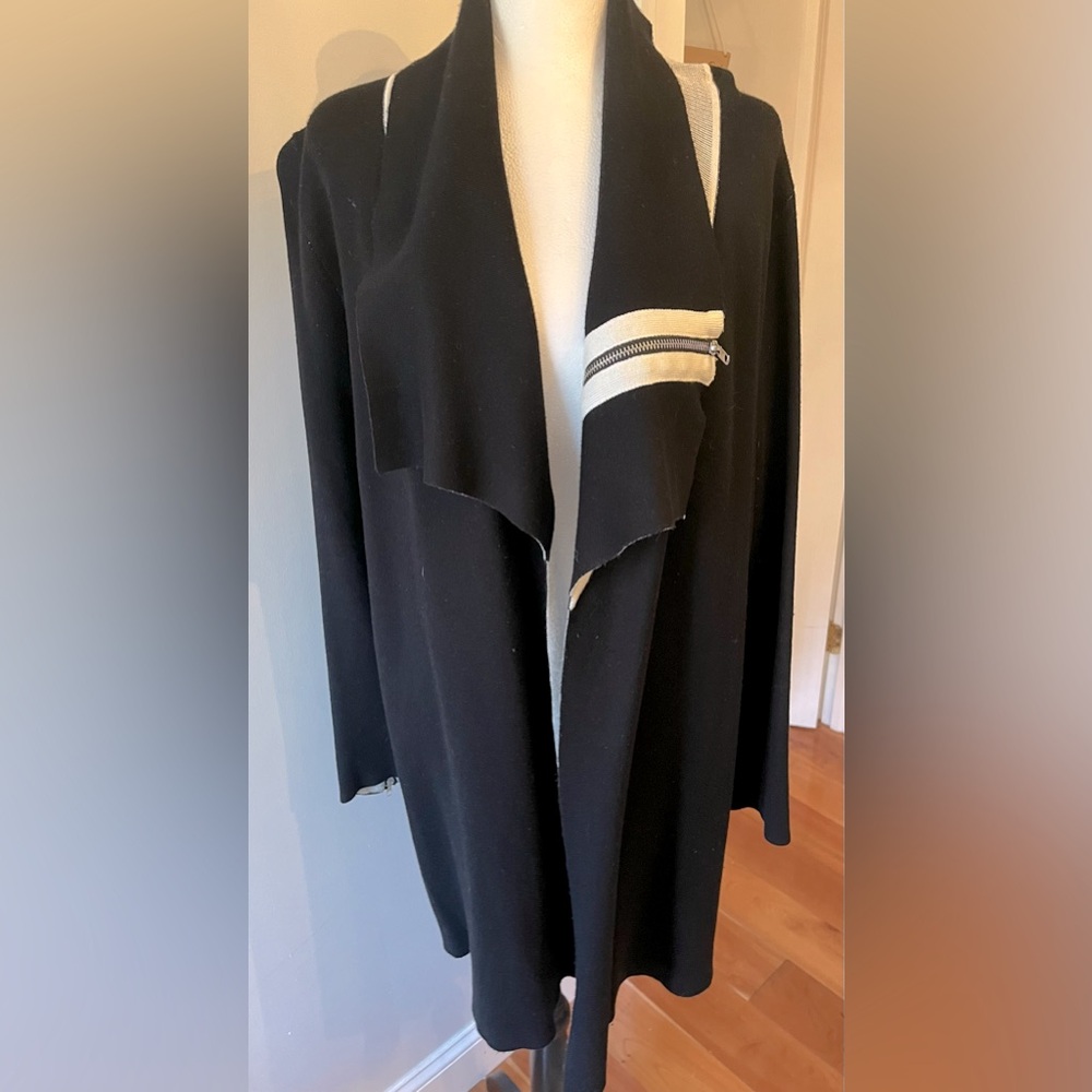 Katherine Barclays sweater jacket functional zipper detailing